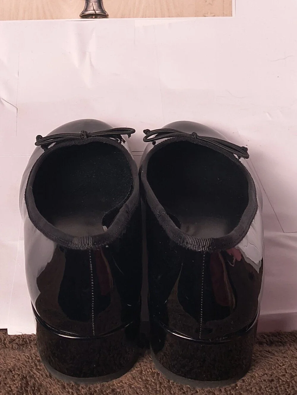 GAP Black Patent Bow Ballet Pumps Low Block Heel Women's Size 10